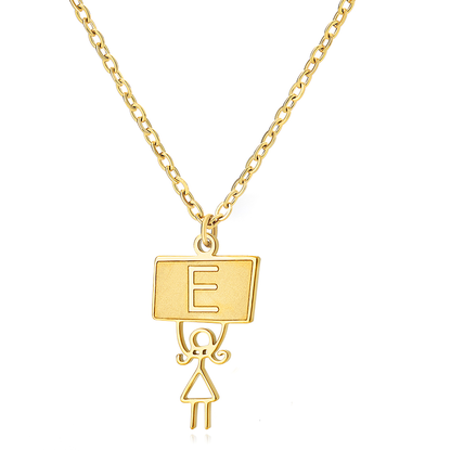 Ig Style Cute Vintage Style Cartoon Character Letter Stainless Steel Plating 18k Gold Plated Pendant Necklace