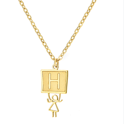 Ig Style Cute Vintage Style Cartoon Character Letter Stainless Steel Plating 18k Gold Plated Pendant Necklace