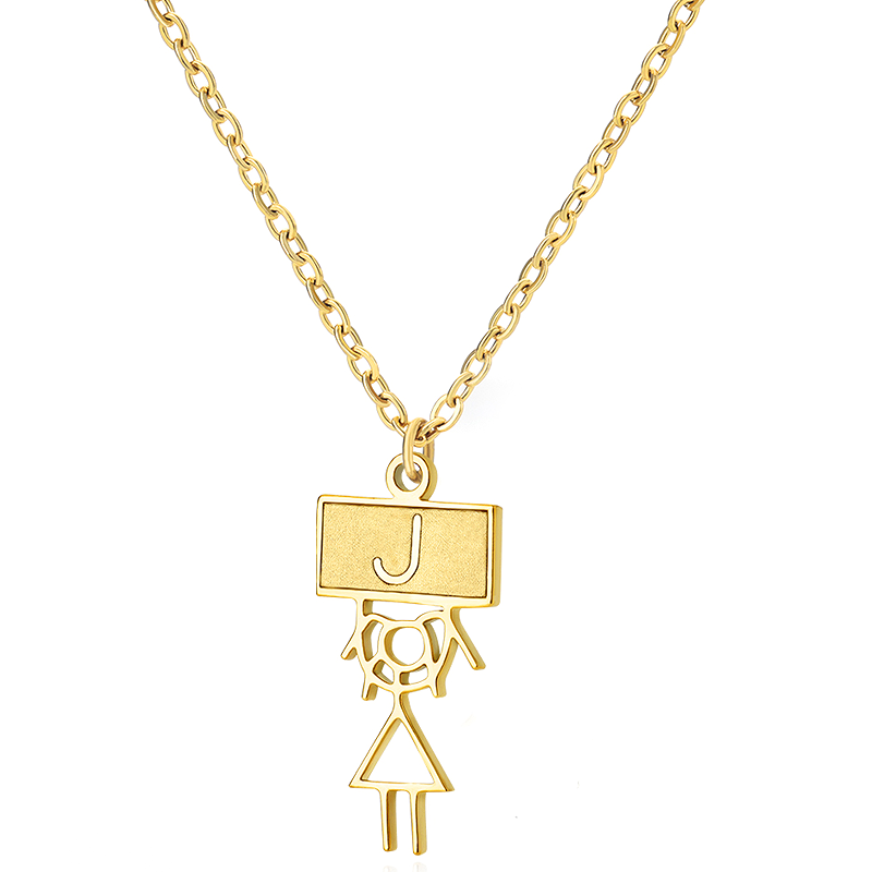 Ig Style Cute Vintage Style Cartoon Character Letter Stainless Steel Plating 18k Gold Plated Pendant Necklace