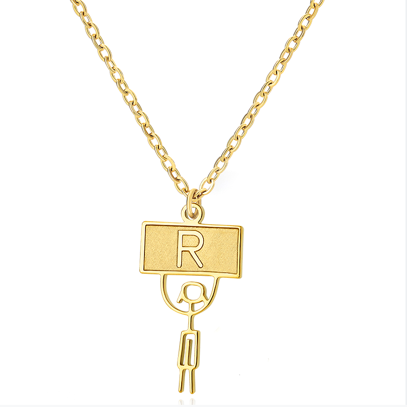 Ig Style Cute Vintage Style Cartoon Character Letter Stainless Steel Plating 18k Gold Plated Pendant Necklace