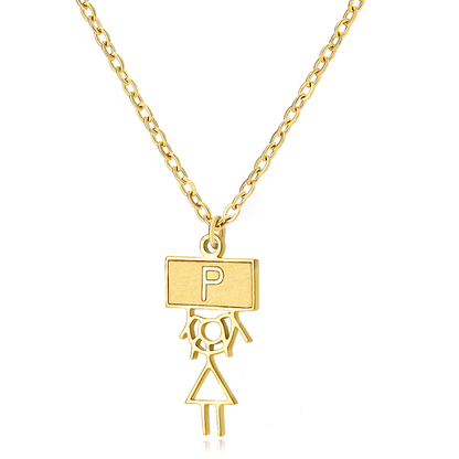 Ig Style Cute Vintage Style Cartoon Character Letter Stainless Steel Plating 18k Gold Plated Pendant Necklace