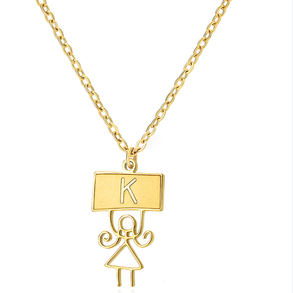 Ig Style Cute Vintage Style Cartoon Character Letter Stainless Steel Plating 18k Gold Plated Pendant Necklace