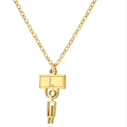 Ig Style Cute Vintage Style Cartoon Character Letter Stainless Steel Plating 18k Gold Plated Pendant Necklace