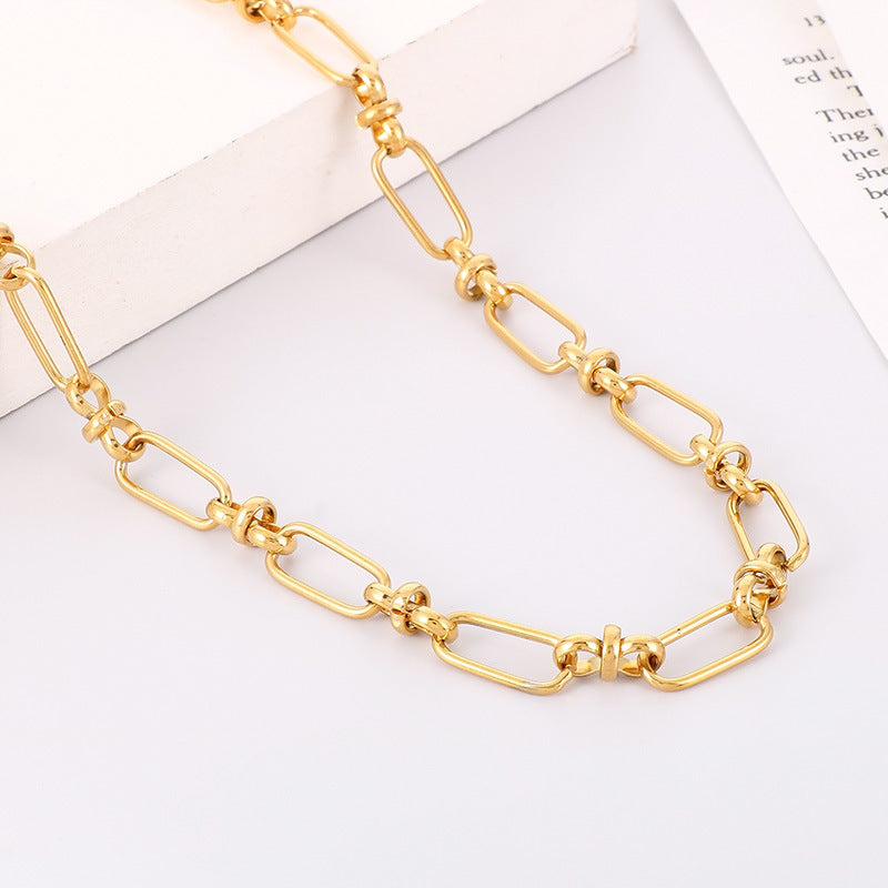 Simple Style Solid Color Stainless Steel Bracelets Necklace