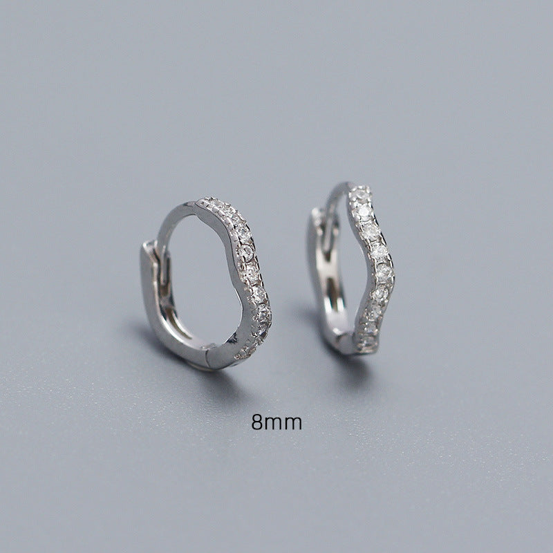 1 Pair Basic Modern Style Waves Plating Inlay Sterling Silver Zircon Earrings