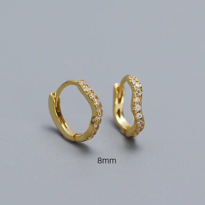 1 Pair Basic Modern Style Waves Plating Inlay Sterling Silver Zircon Earrings