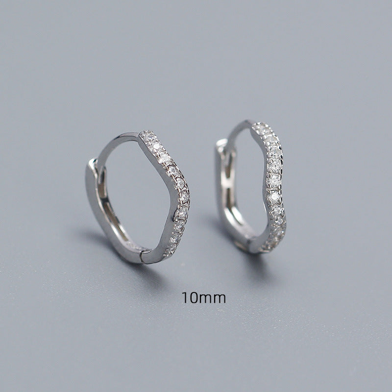 1 Pair Basic Modern Style Waves Plating Inlay Sterling Silver Zircon Earrings