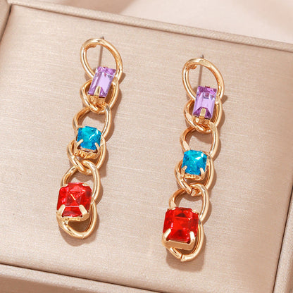 1 Pair Elegant Lady Geometric Plating Inlay Iron Zircon 24k Gold Plated Drop Earrings