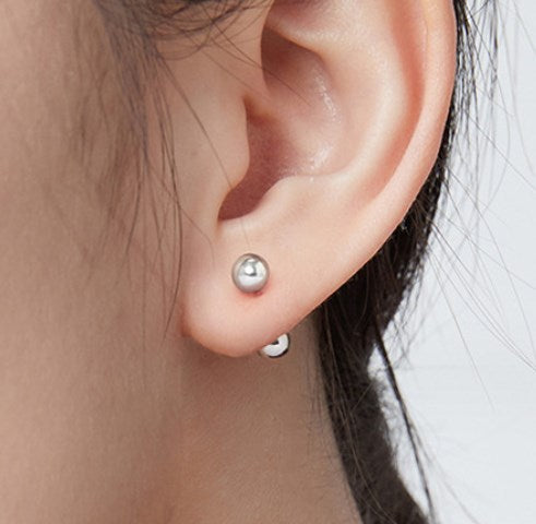 Simple Style Solid Color Silver Plating Ear Studs 1 Pair