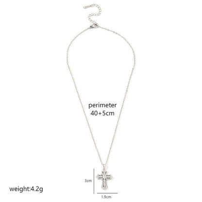 Wholesale Luxurious Cross Stainless Steel Plating Inlay 18k Gold Plated White Gold Plated Zircon Pendant Necklace