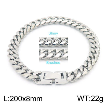 Classic Style Solid Color Titanium Steel Chain Bracelets Necklace