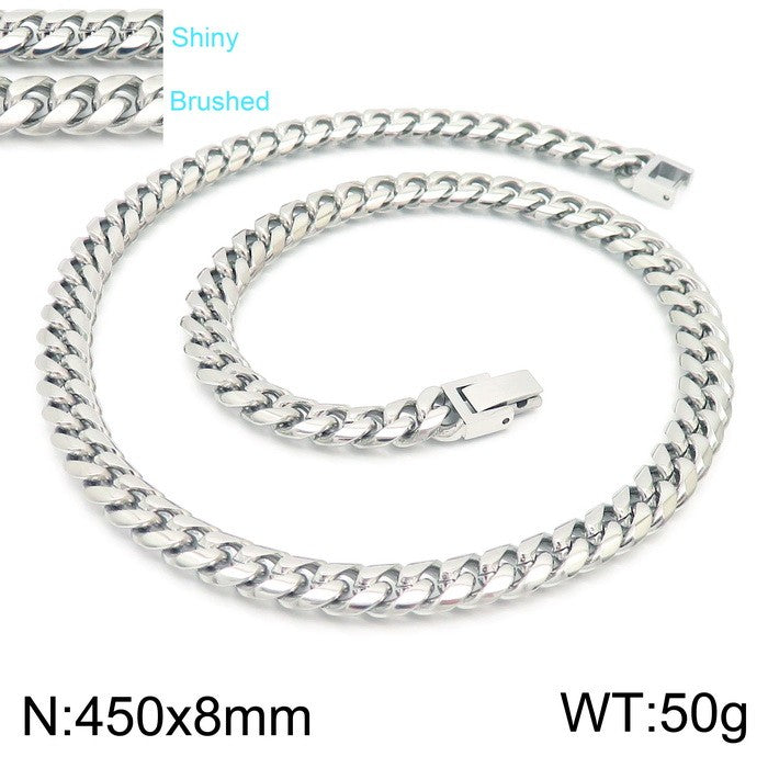 Classic Style Solid Color Titanium Steel Chain Bracelets Necklace