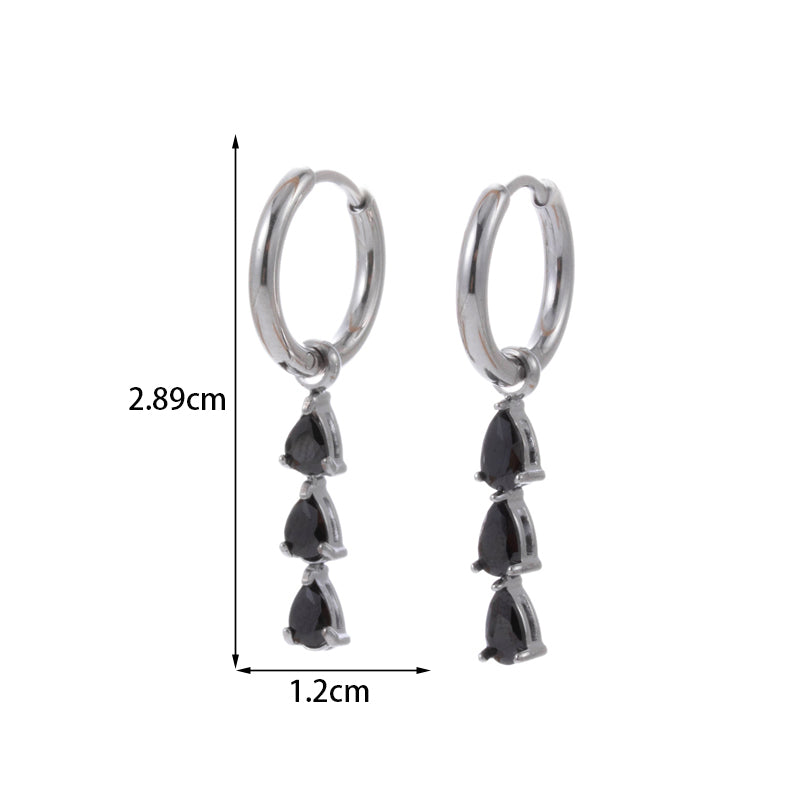 1 Pair Vintage Style French Style Simple Style Geometric Tassel Flower Plating Inlay Stainless Steel Zircon 18k Gold Plated Drop Earrings