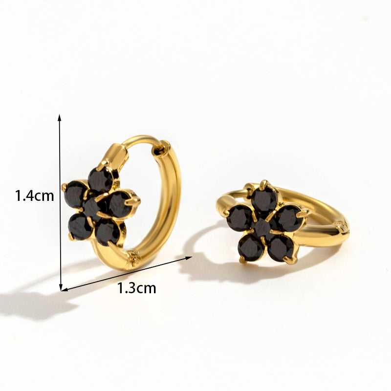 1 Pair Vintage Style French Style Simple Style Geometric Tassel Flower Plating Inlay Stainless Steel Zircon 18k Gold Plated Drop Earrings