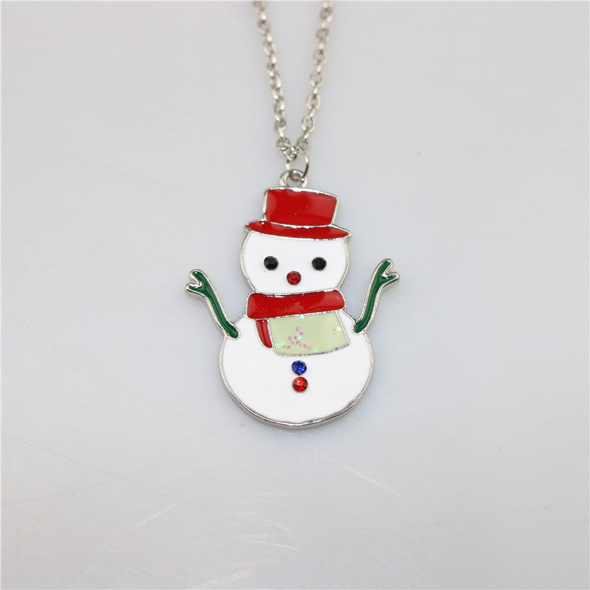 Cute Christmas Tree Sock Snowman Alloy Christmas Women's Pendant Necklace