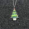 Cute Christmas Tree Sock Snowman Alloy Christmas Women's Pendant Necklace