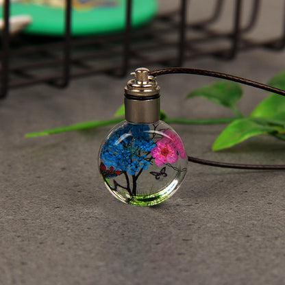 Vintage Style Flower Glass Unisex Pendant Necklace