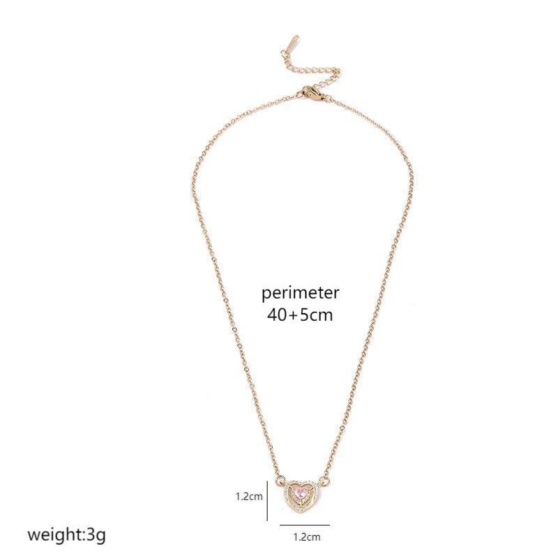 Stainless Steel Copper 18K Gold Plated Elegant Simple Style Heart Shape Polishing Inlay Zircon Necklace