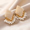 1 Pair Elegant Simple Style Geometric Inlay Alloy Pearl Gold Plated Drop Earrings