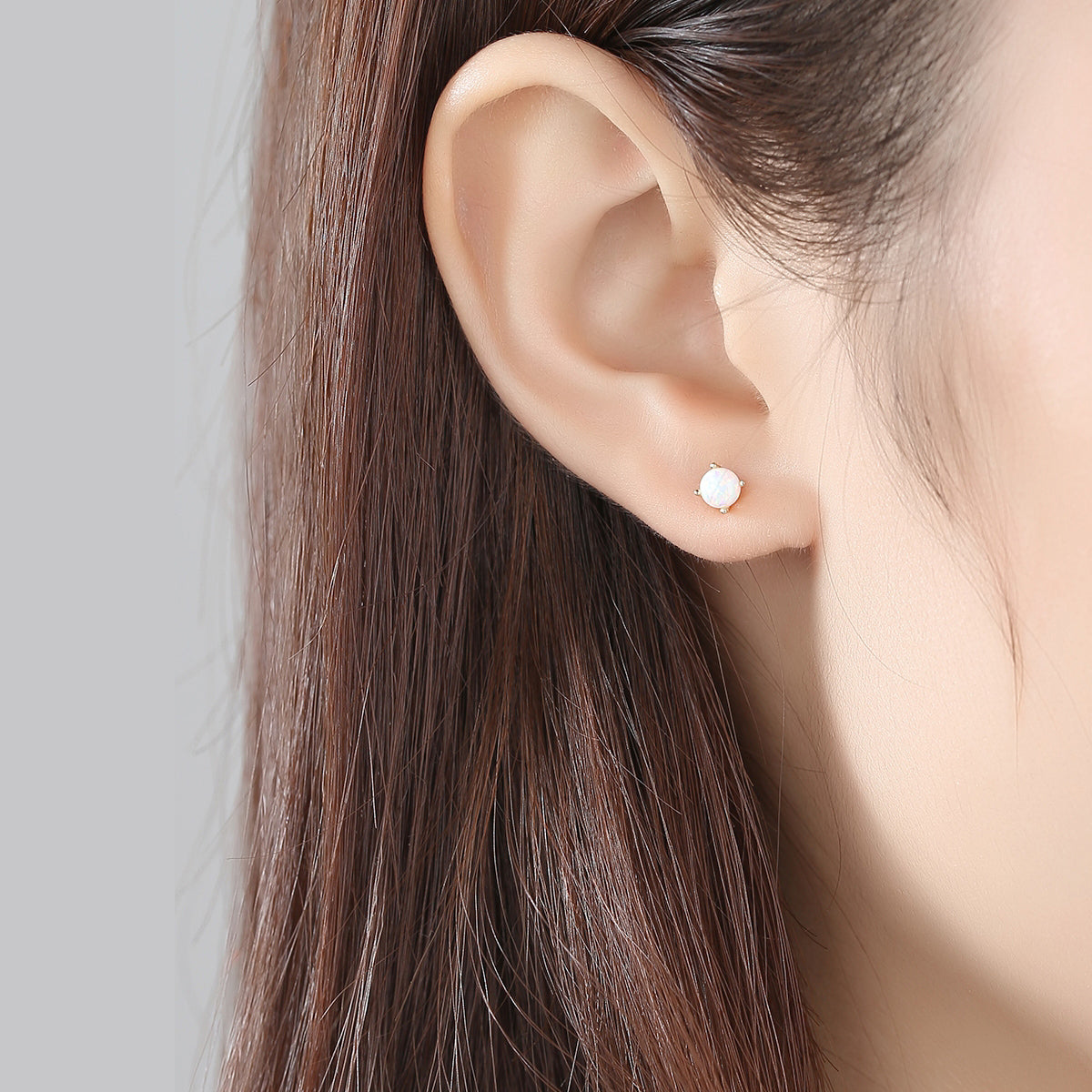 1 Pair Elegant Simple Style Round Solid Color Plating Sterling Silver Ear Studs