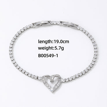 Ig Style Vintage Style Heart Shape Copper Plating Inlay Zircon White Gold Plated Gold Plated Bracelets