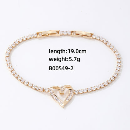 Ig Style Vintage Style Heart Shape Copper Plating Inlay Zircon White Gold Plated Gold Plated Bracelets