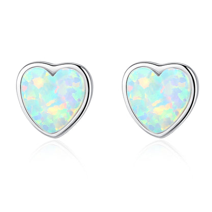 1 Pair Elegant Simple Style Heart Shape Plating Sterling Silver Ear Studs