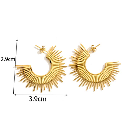 1 Pair Simple Style Irregular Solid Color Plating Stainless Steel 18k Gold Plated Hoop Earrings