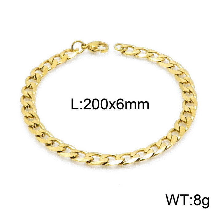 Simple Style Solid Color Titanium Steel Chain 18K Gold Plated Women'S Bracelets Necklace