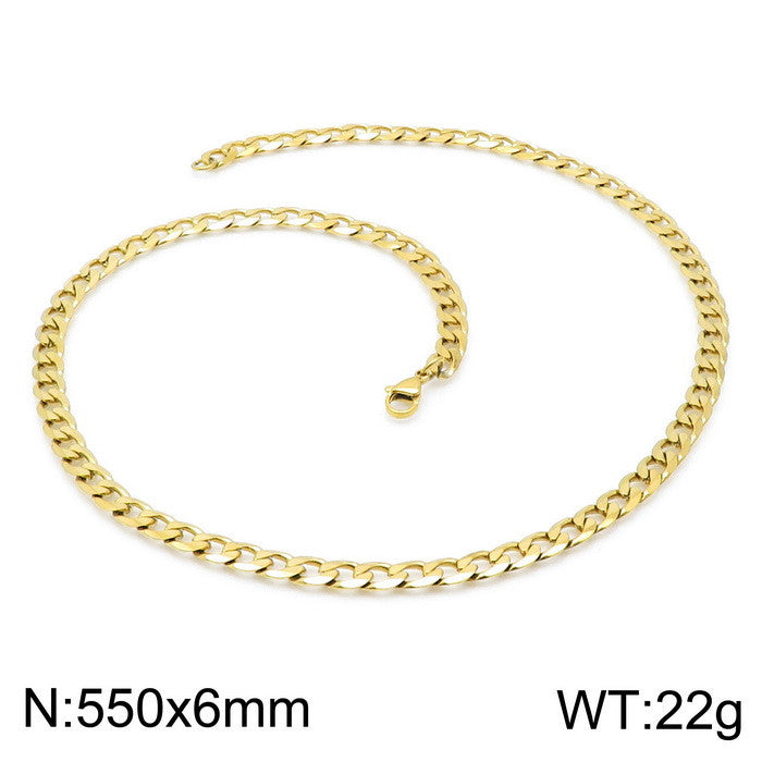 Simple Style Solid Color Titanium Steel Chain 18K Gold Plated Women'S Bracelets Necklace