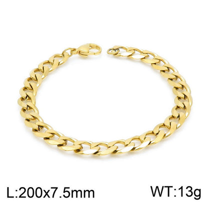 Simple Style Solid Color Titanium Steel Chain 18K Gold Plated Women'S Bracelets Necklace