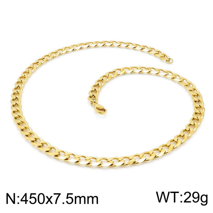 Simple Style Solid Color Titanium Steel Chain 18K Gold Plated Women'S Bracelets Necklace