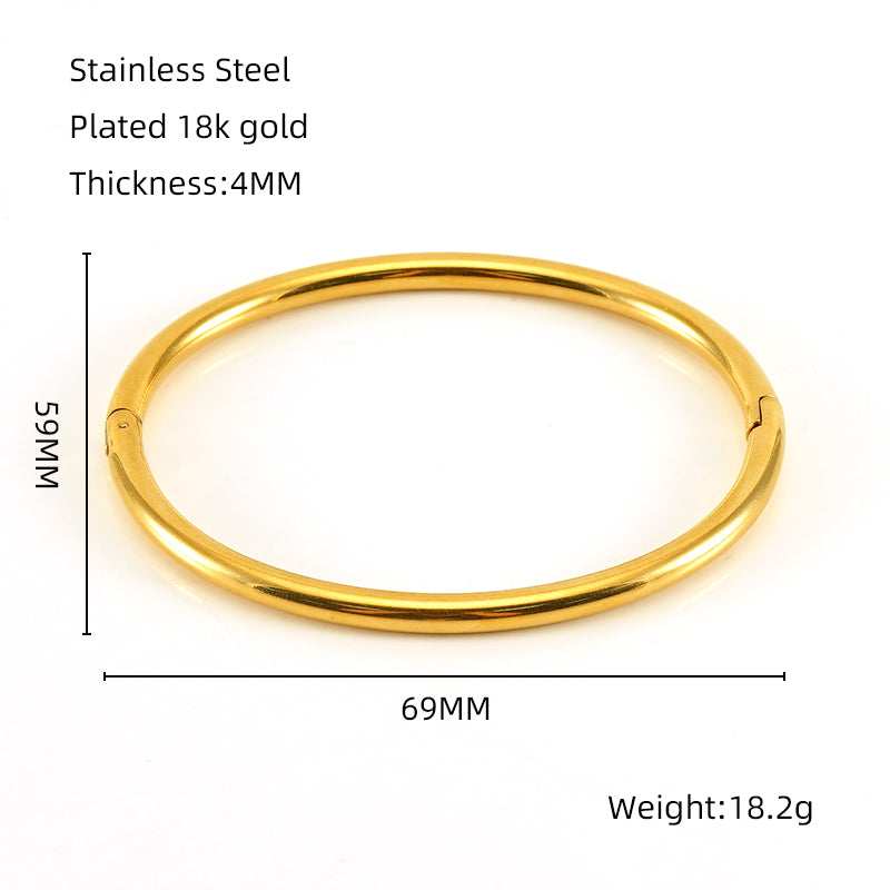 Simple Style Solid Color Stainless Steel Plating 18k Gold Plated Bangle