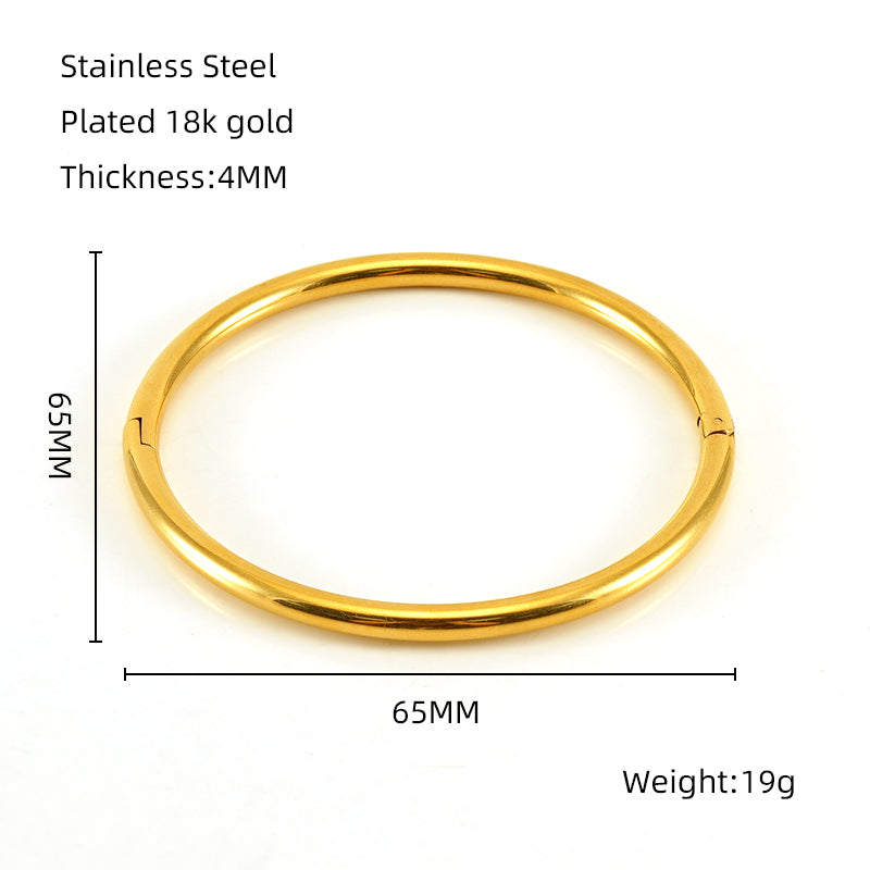 Simple Style Solid Color Stainless Steel Plating 18k Gold Plated Bangle