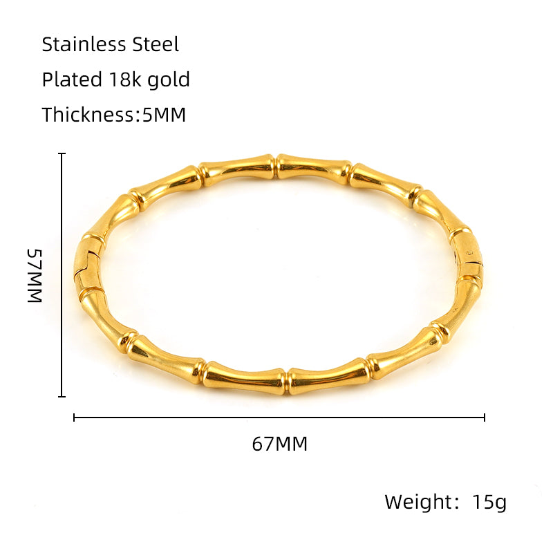 Simple Style Solid Color Stainless Steel Plating 18k Gold Plated Bangle