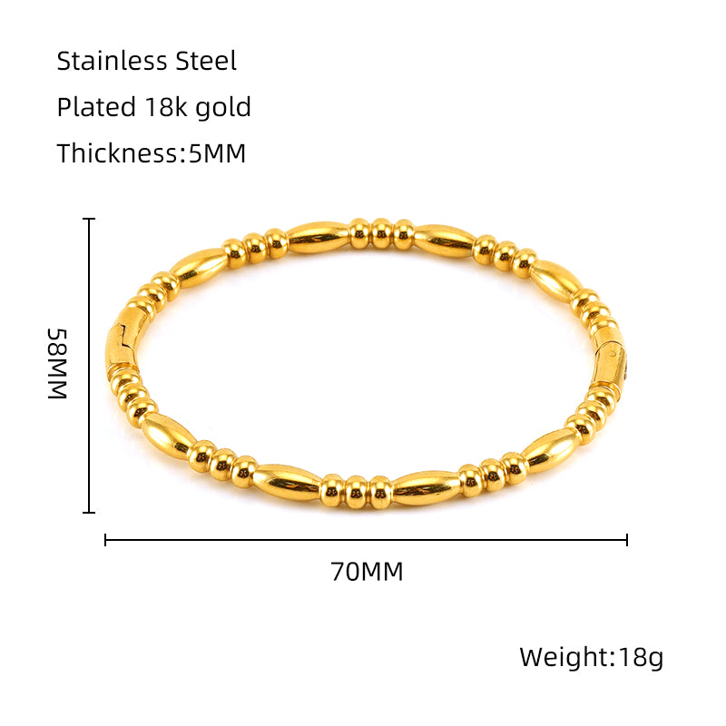 Simple Style Solid Color Stainless Steel Plating 18k Gold Plated Bangle