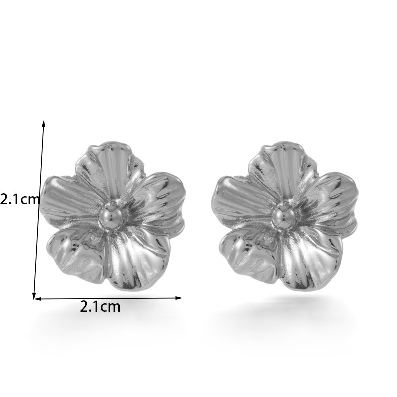 1 Pair Vintage Style French Style Simple Style Flower Plating Stainless Steel 18k Gold Plated Ear Studs