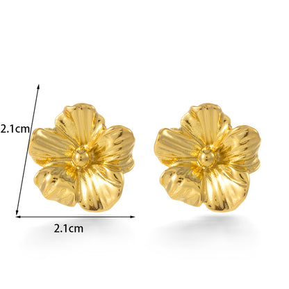 1 Pair Vintage Style French Style Simple Style Flower Plating Stainless Steel 18k Gold Plated Ear Studs