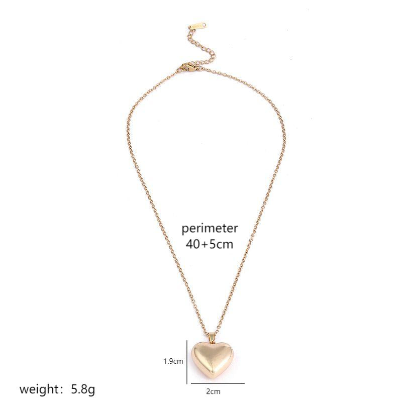 Wholesale Simple Style Classic Style Heart Shape Stainless Steel Polishing Plating 18k Gold Plated Pendant Necklace