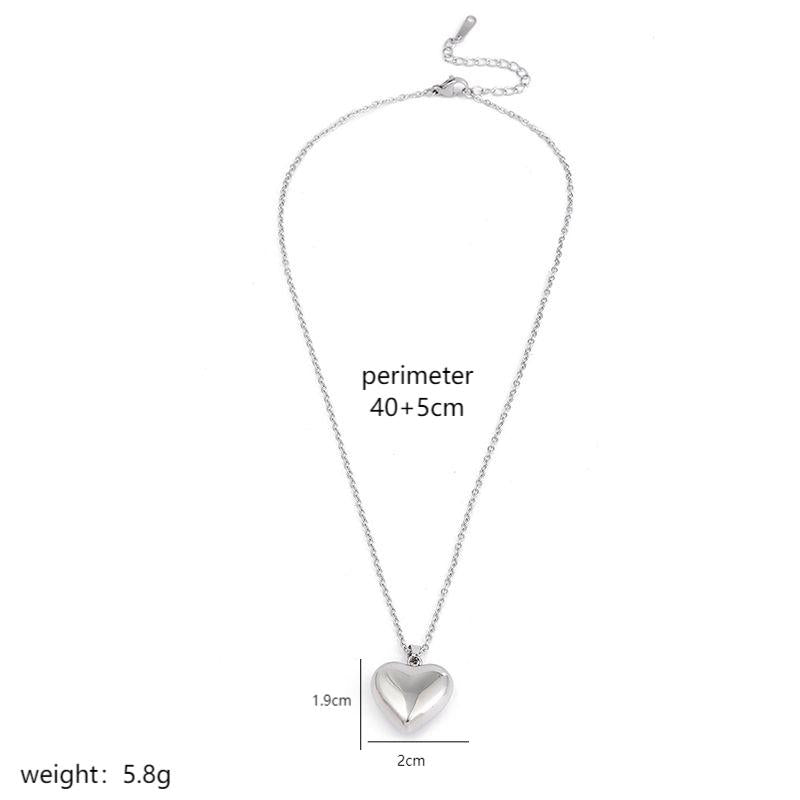 Wholesale Simple Style Classic Style Heart Shape Stainless Steel Polishing Plating 18k Gold Plated Pendant Necklace