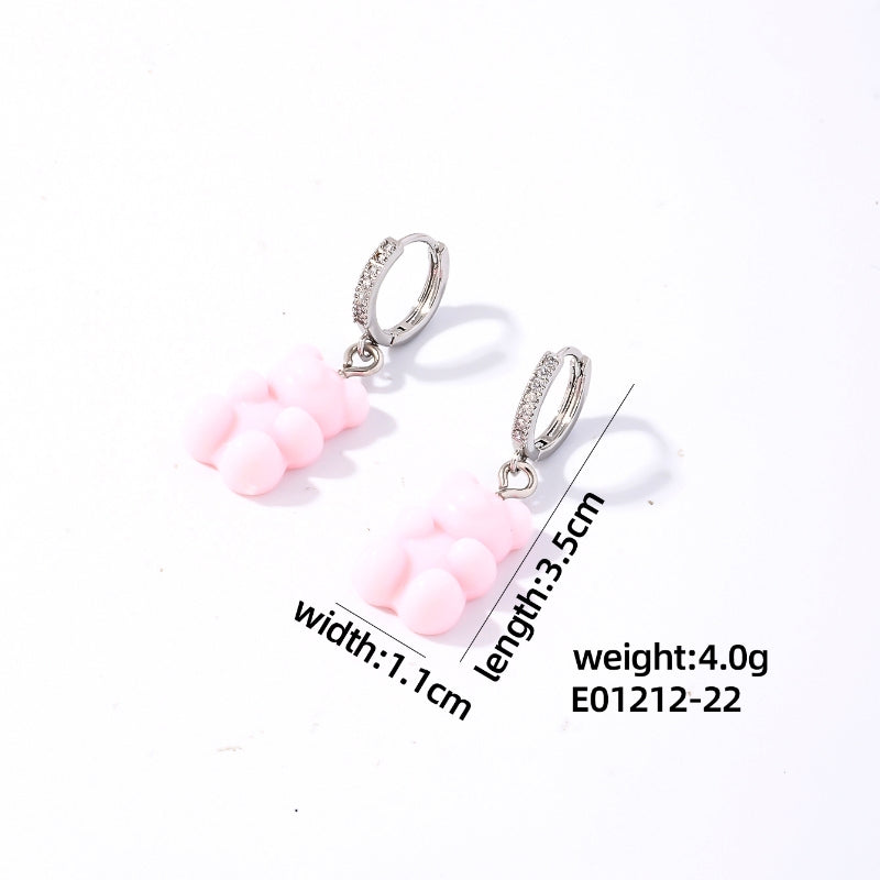 1 Pair Cute Sweet Simple Style Bear Arylic Drop Earrings