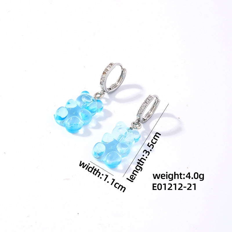 1 Pair Cute Sweet Simple Style Bear Arylic Drop Earrings