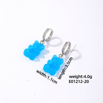 1 Pair Cute Sweet Simple Style Bear Arylic Drop Earrings