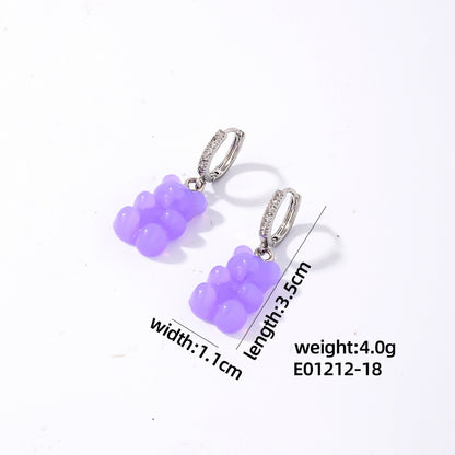 1 Pair Cute Sweet Simple Style Bear Arylic Drop Earrings