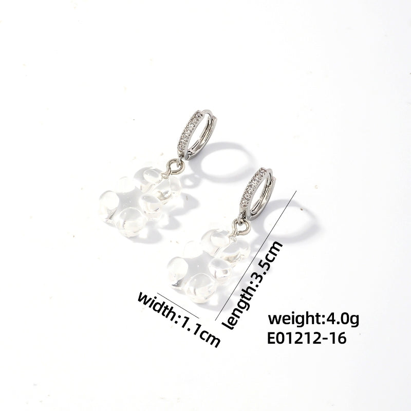 1 Pair Cute Sweet Simple Style Bear Arylic Drop Earrings