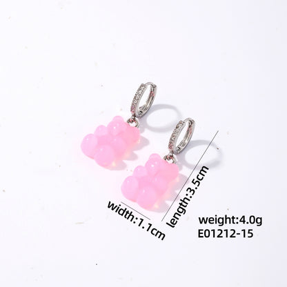 1 Pair Cute Sweet Simple Style Bear Arylic Drop Earrings