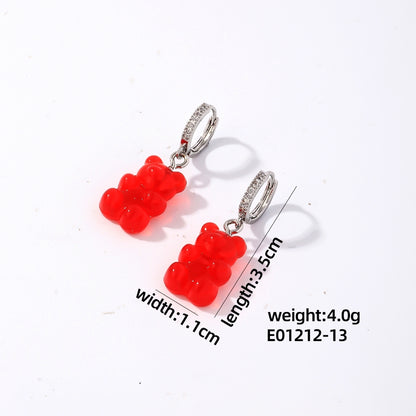 1 Pair Cute Sweet Simple Style Bear Arylic Drop Earrings