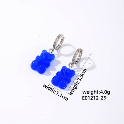 1 Pair Cute Sweet Simple Style Bear Arylic Drop Earrings