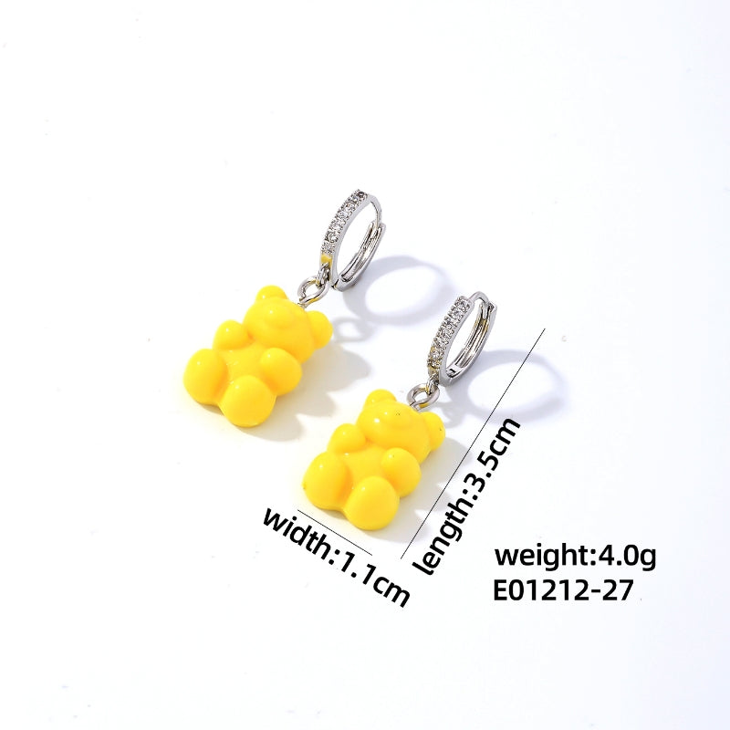 1 Pair Cute Sweet Simple Style Bear Arylic Drop Earrings