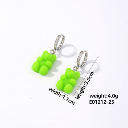 1 Pair Cute Sweet Simple Style Bear Arylic Drop Earrings